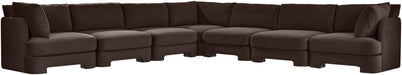 Meridian Furniture Hammond velvet performance fabric 7-piece corner sectional with plush cushions and modern design.