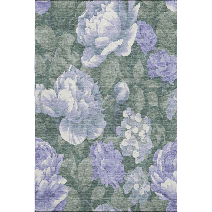 10' X 14' Floral Washable Area Rug With UV Protection (694442) - Lavender / Green / Ivory
