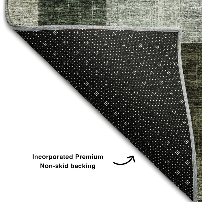 10' X 14' Geometric Washable Area Rug With UV Protection (684810) - Olive Green / Purple / Brown