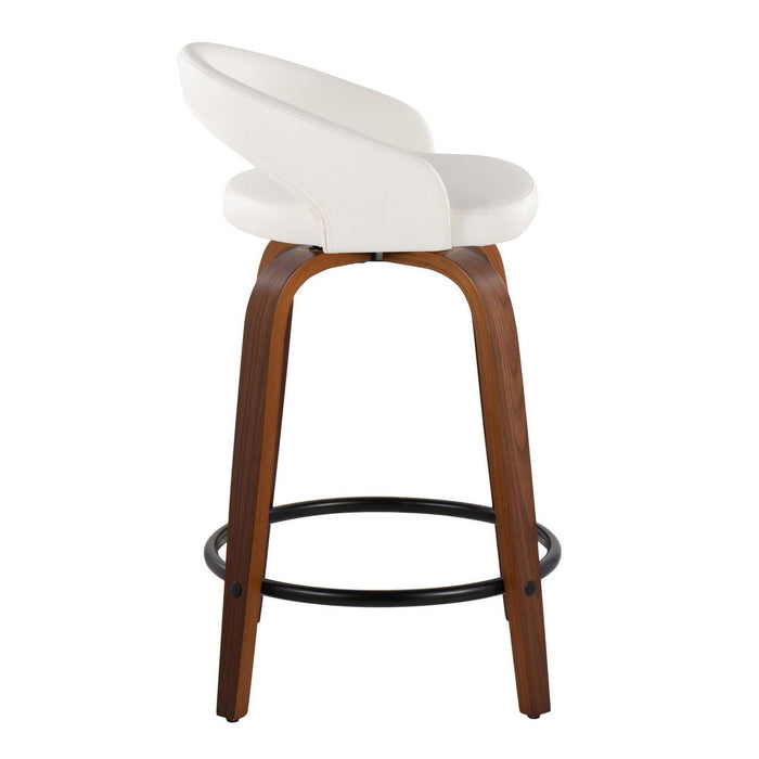 Grotto - 31" Upholstered Fixed-Height Counter Stool (Set of 2) - Walnut Wood Base