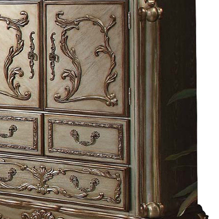 Patina Bone Wood Poly Resin Chest - Gold