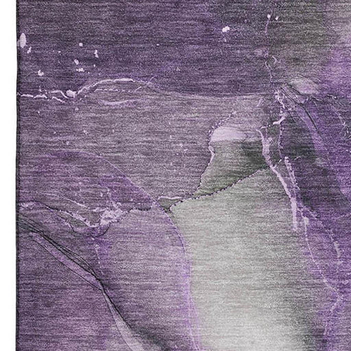10' X 14' Abstract Washable Area Rug With UV Protection (647380) - Purple / Ivory / Gray