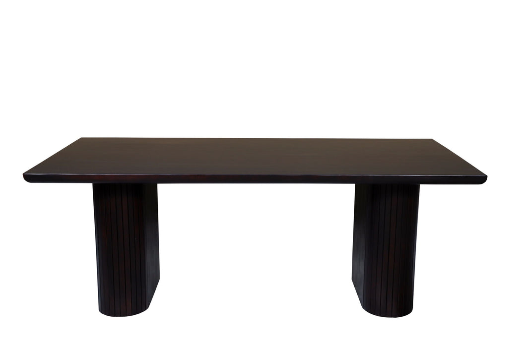 82" Wood Double Pedestal Base Dining Table - Dark Brown