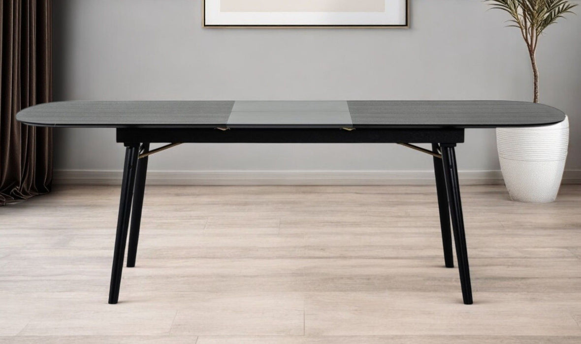 71" Rectangular Manufactured Wood Butterfly Leaf Dining Table - Black