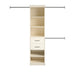 Giga Kelly 5-shelf closet organizer with 2 drawers and 3 adjustable hanging rods in ivory, designed for wardrobe storage.