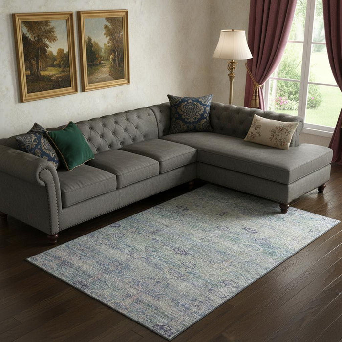 10' X 14' Abstract Washable Area Rug With UV Protection (717518) - Plum / Lavender