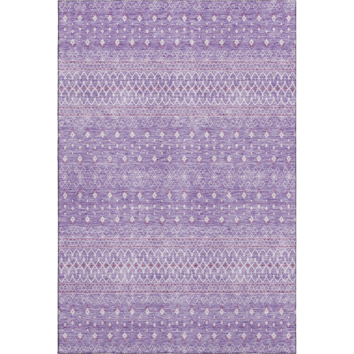 10' X 14' Tribal Washable Area Rug With UV Protection (657179) - Lavender / Ivory