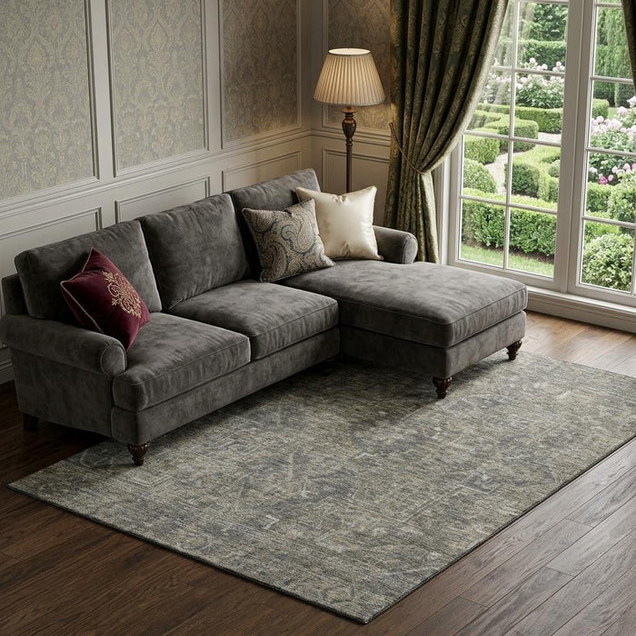 10' X 14' Medallion Distressed Washable Area Rug With UV Protection (649750) - Coffee / Gray