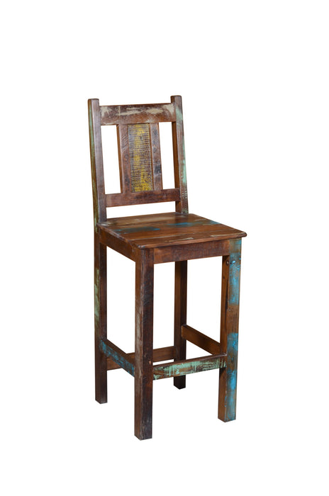Solid Wood Bar Height Bar Chair - Dark Brown