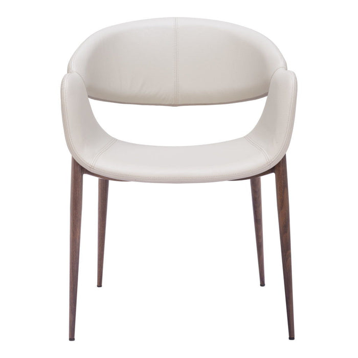 Upholstered Faux Leather Open Back Dining Arm Chairs (Set of 2) - Beige