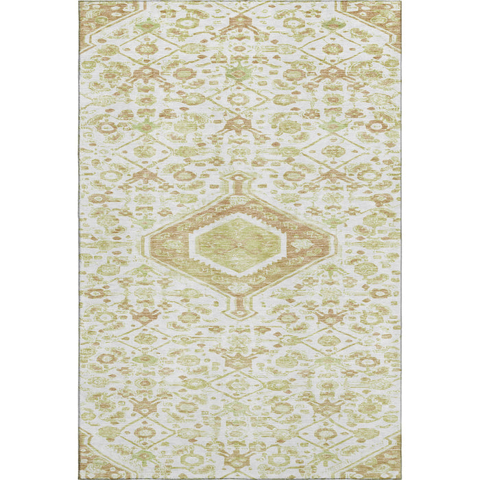 10' X 14' Floral Washable Area Rug With UV Protection (691794) - Ivory / Salmon / Artichoke Green