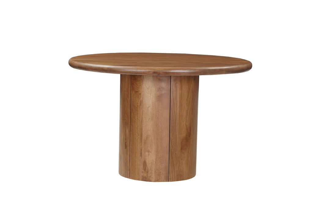 48" Solid Wood Pedestal Base Round Top Dining Table - Brown