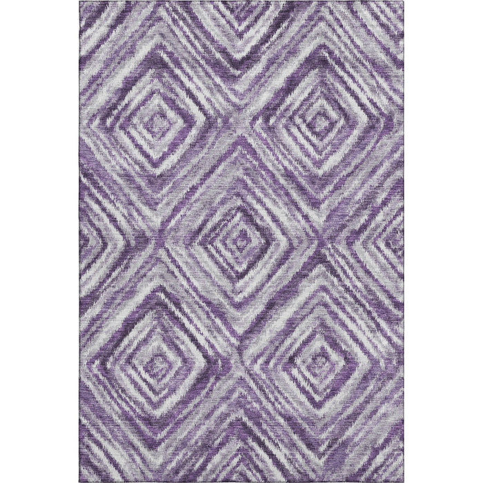 9' X 12' Geometric Washable Area Rug With UV Protection - Purple
