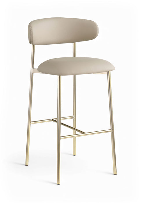 Lupita - Vegan Leather Upholstered Bar Stool With Brushed Gold Frame (Set of 2)