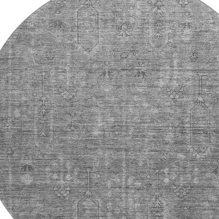 8' Southwestern Washable Round Rug With UV Protection - Gray / Silver