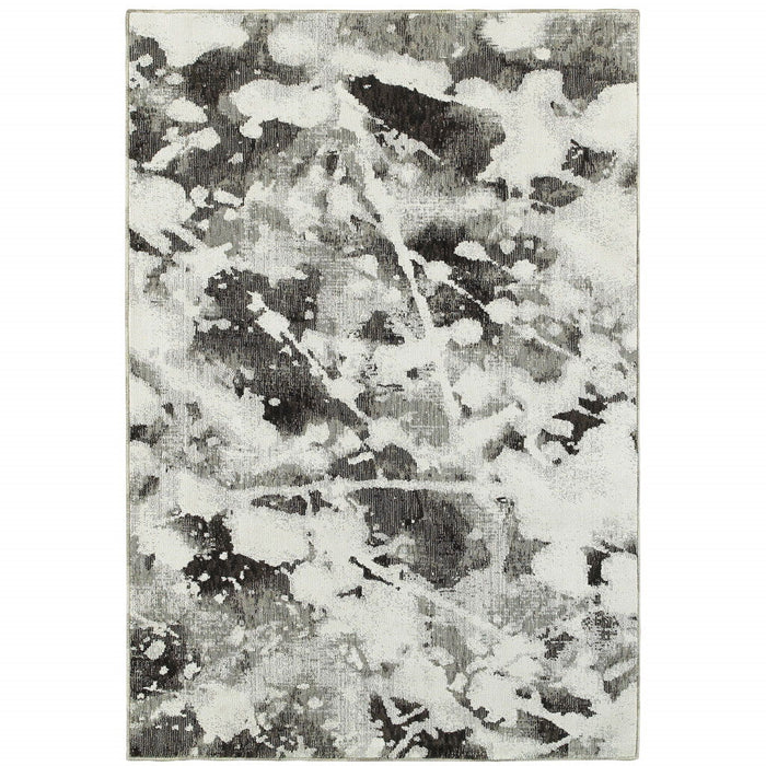 9' x 12' Abstract Power Loom Area Rug - Gray And White