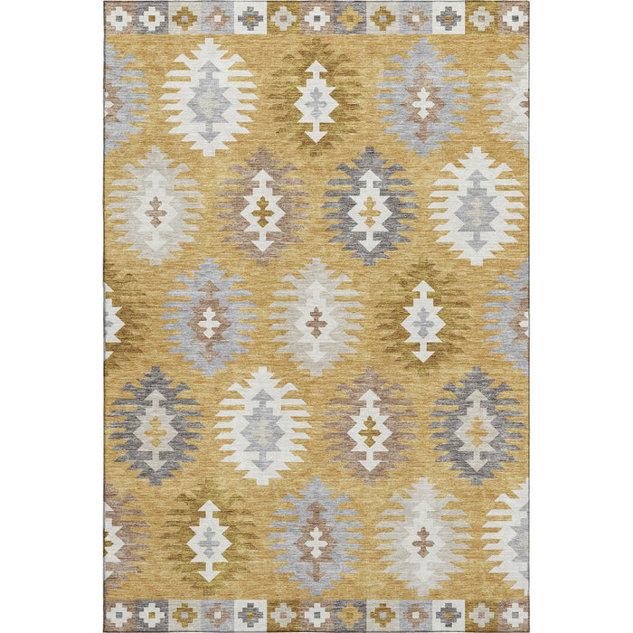 10' X 14' Southwestern Washable Area Rug With UV Protection (677621) - Gold / Gray / Silver