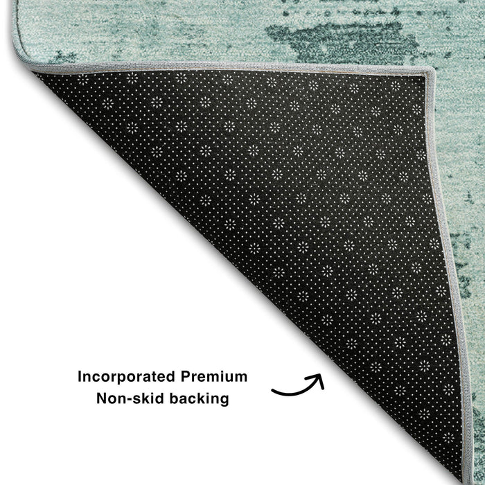 10' X 14' Abstract Washable Area Rug With UV Protection (683231) - Aqua / Sky Blue