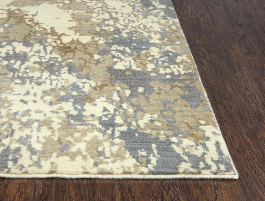 9' X 12' New Zealand Lambs Wool Abstract Hand Carved Handmade Area Rug (747564) - Beige / Gray / Ivory