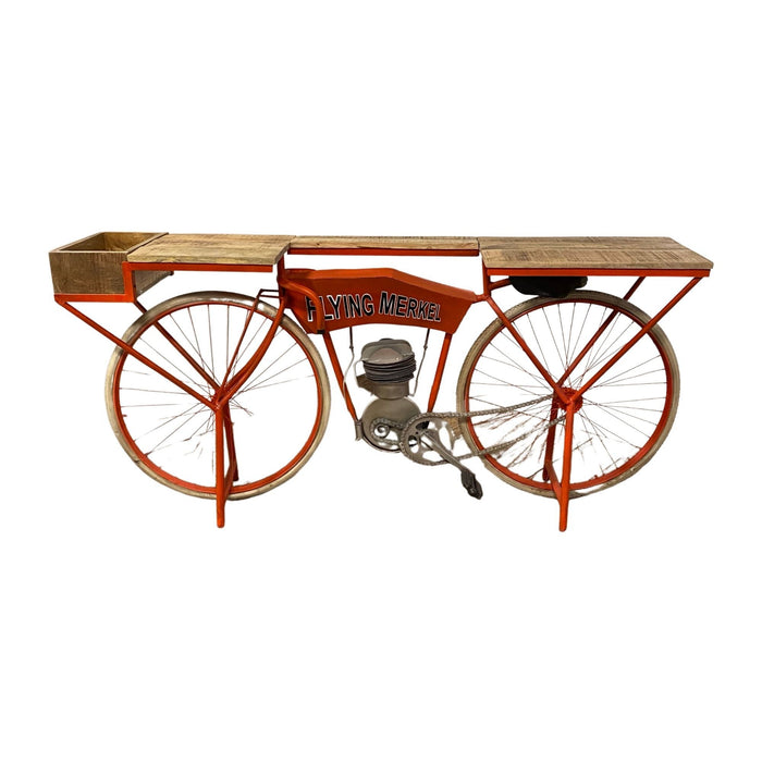 72" Flying Merkel Motorcycle Bar Cart - Orange