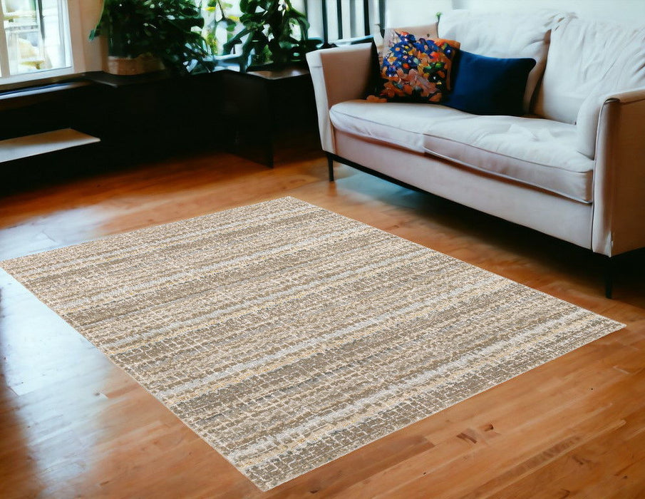 5.3' x 7.6' Power Loom Area Rug - Ivory And Gray