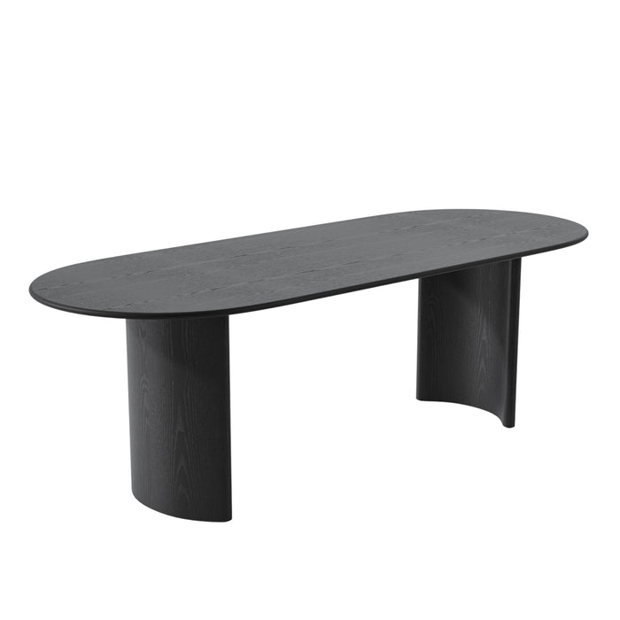 79" Solid Wood Double Pedestal Base Oval Dining Table - Black