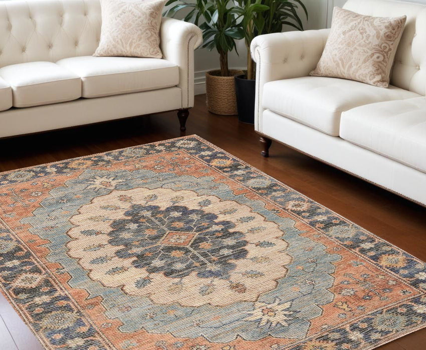 8' x 10' Hand Woven Medallion Indoor Area Rug - Blue