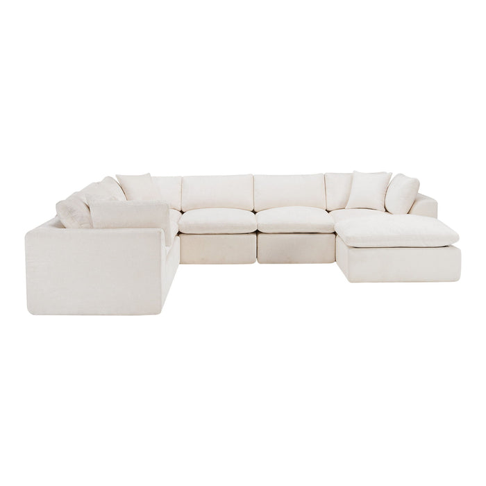 Chenille Modular Sofa Chaise With Ottoman Toss Pillows (725206) - Beige