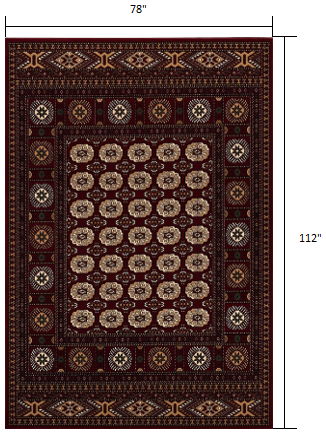 7' x 9' Floral Medallion Power Loom Area Rug - Red And Ivory