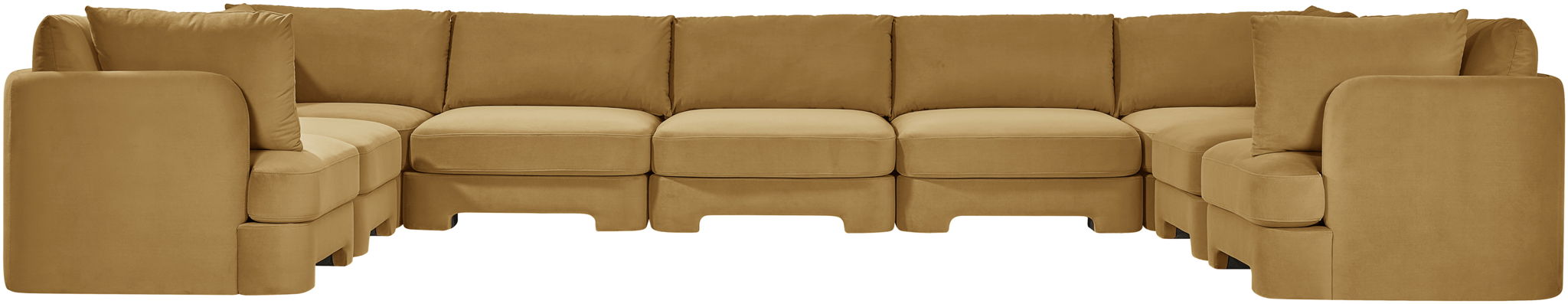 Meridian Furniture Hammond velvet performance fabric 9-piece sectional sofa with plush cushions and modern design.