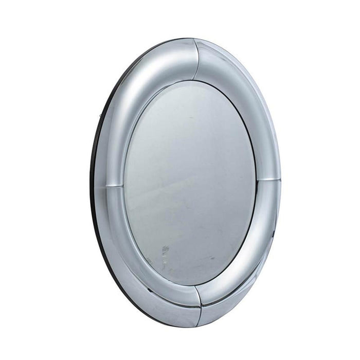 32" Round Curved Frame Accent Mirror - Silver