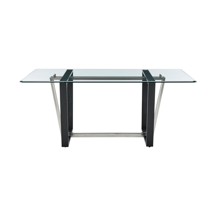 72" Glass And Iron Sled Base Dining Table - Black