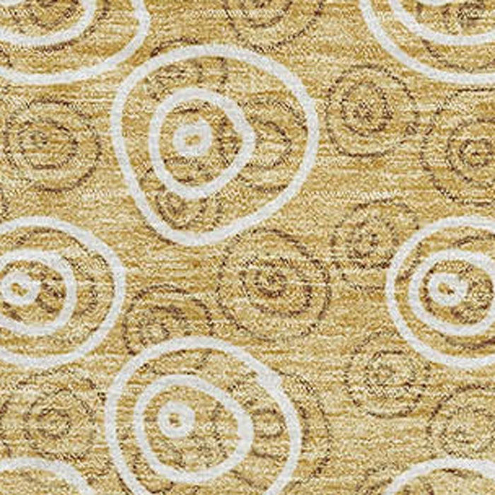 9' X 12' Polka Dot Washable Area Rug With UV Protection - Gold And Ivory
