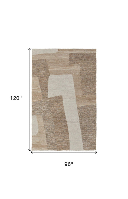 8' x 10' Wool Abstract Hand Tufted Area Rug - Brown Tan And Ivory