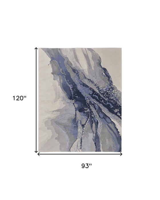 8' x 10' Abstract Power Loom Polypropylene and Polyester Blend Area Rug - Gray And Ivory