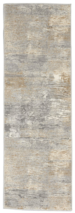 7' Abstract Distressed Runner Rug (552677) - Beige / Gray / Light Taupe