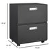 Black Giga office filing cabinet with two steel doors and mobile pedestal for copier, printer, and document storage.