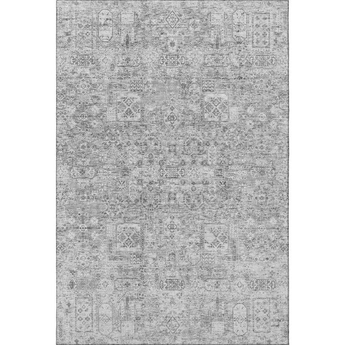 10' X 14' Floral Washable Area Rug With UV Protection (651184) - Gray / Silver