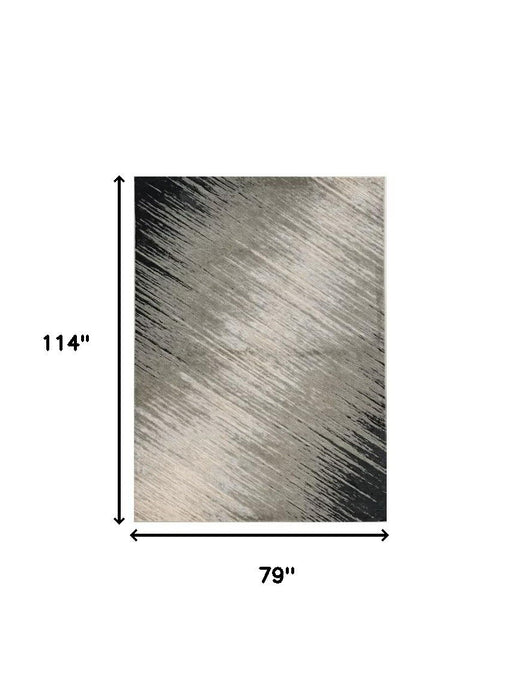 7' x 10' Machine Woven Abstract Brushstroke Indoor Area Rug - Silver Gray