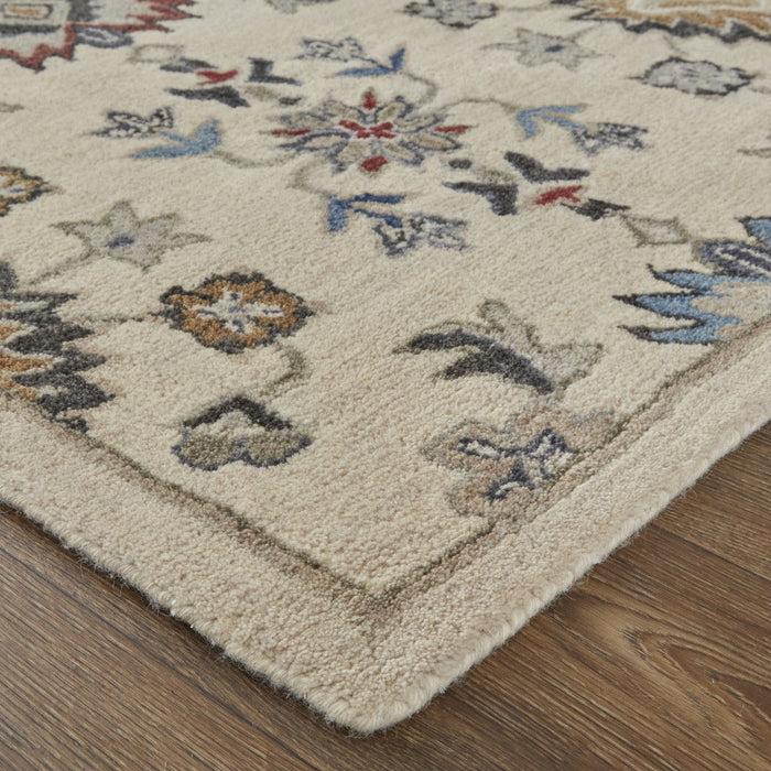 10' x 14' Wool Floral Hand Tufted Area Rug - Ivory And Blue
