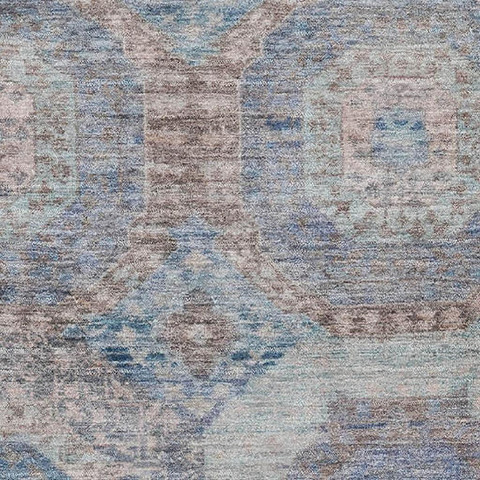 10' X 14' Abstract Geometric Washable Area Rug With UV Protection (708982) - Teal / Gray / Blue