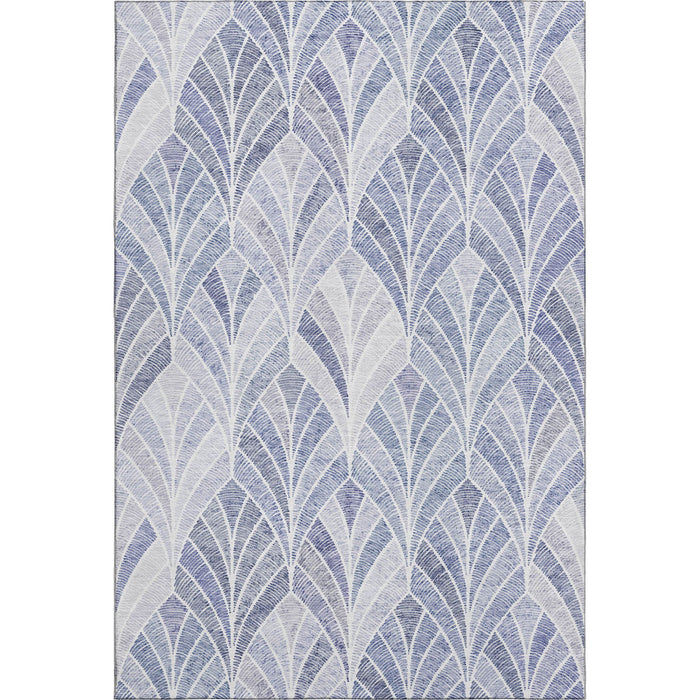 10' X 14' Geometric Washable Area Rug With UV Protection (667593) - Denim Blue / Ivory