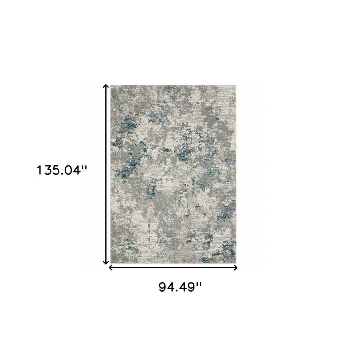 7.9' x 11.3' Abstract Power Loom Area Rug - Blue And Beige