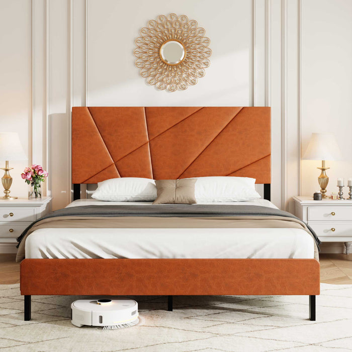 Giga vintage upholstered bed with under-bed storage and square platform design, featuring a soft fabric finish and sturdy frame.