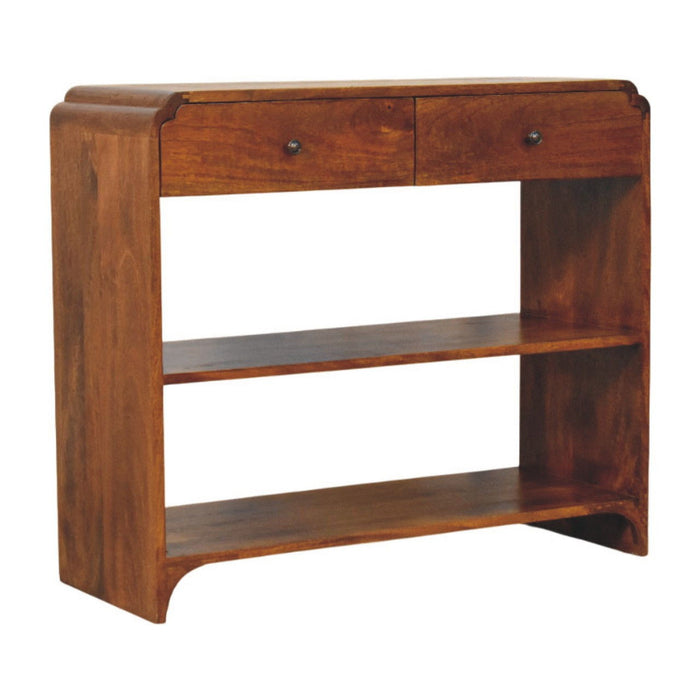 Solid Wood Console Table With Shelf With Drawer (723409) - Brown