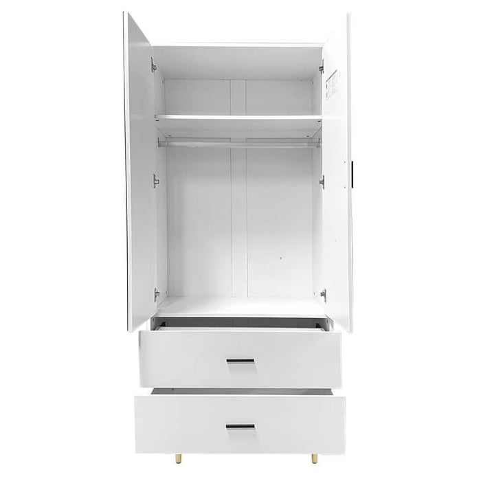 71" Mirro Two Door Two Drawer Combo Dresser - White