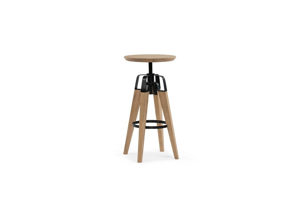 Solid Wood Backless Bar Chair - Natural And Natural And Black