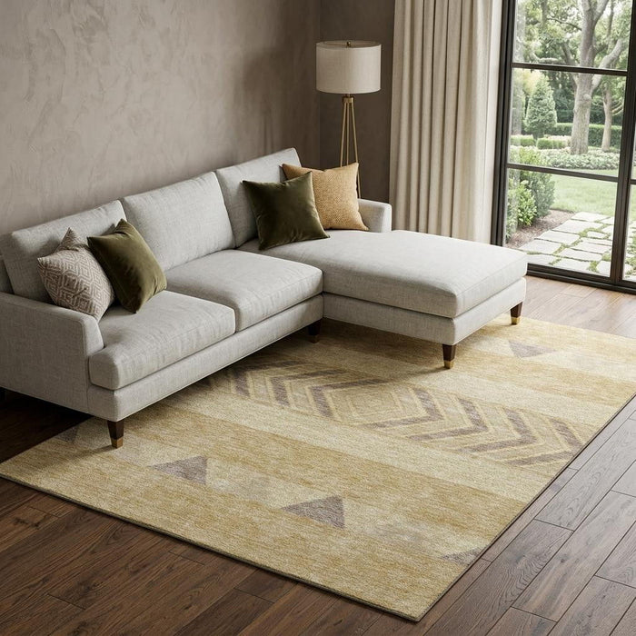 10' X 14' Southwestern Washable Area Rug With UV Protection (676392) - Gold / Taupe / Beige