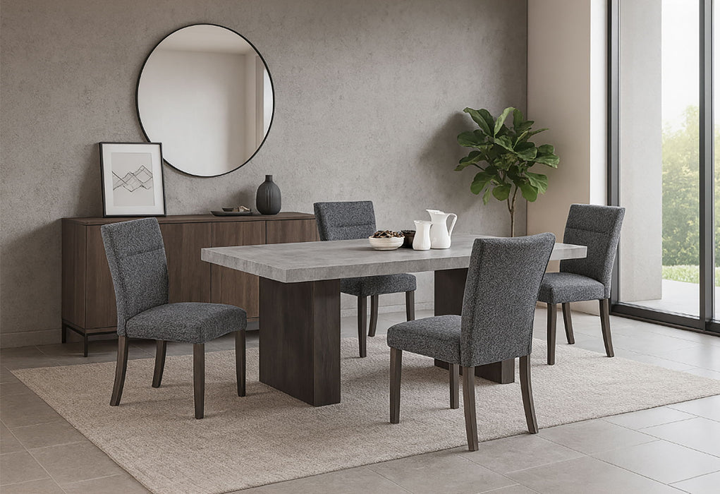 D2410 - 5 Piece Dining Room Set (Dining Table And 4 Dining Chairs) - Gray / Dark Brown