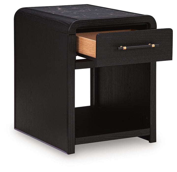 Rectangular cocktail table by Signature Design by Ashley®, featuring a sleek wooden surface and modern design.